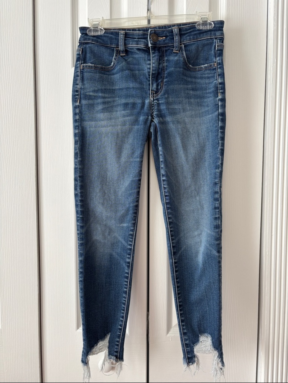 American Eagle Outfitters Dark Blue Distressed Ankle Jeans